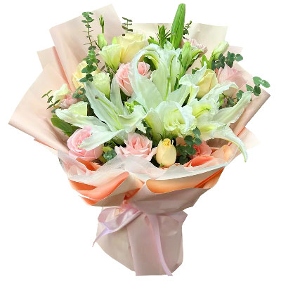汕尾10朵玫瑰百合混搭，爱是难忘时刻