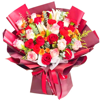 汕尾22朵玫瑰百合，追求真爱幸福